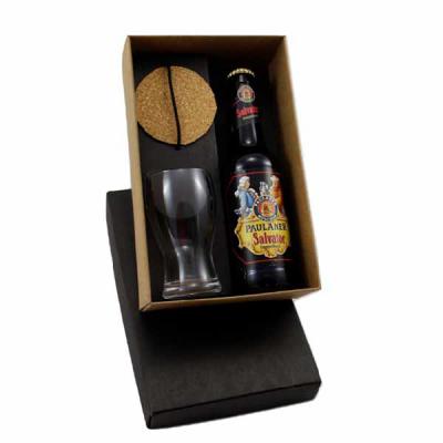 Kit cerveja importada Paulaner Salvator 330, porta-copo e copo de vidro