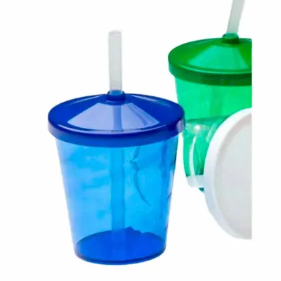 Copo twist infantil com tampa e canudo 