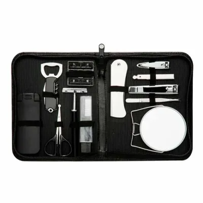 Kit masculino 12 peças em estojo de material sintético