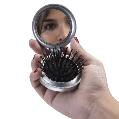 Escova com espelho redonda em plástico