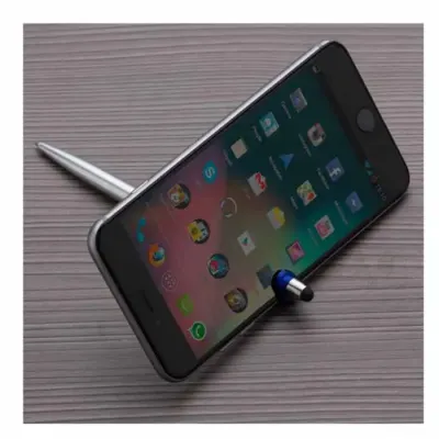 Caneta Plástica Touch com Suporte para celular