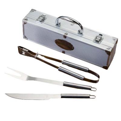 Alliance Brindes - Kit churrasco 3 peças em maleta de alumínio com relevo