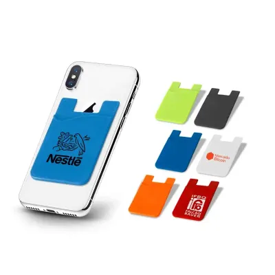 Porta cartões para celular em PVC com autocolante personalizados
