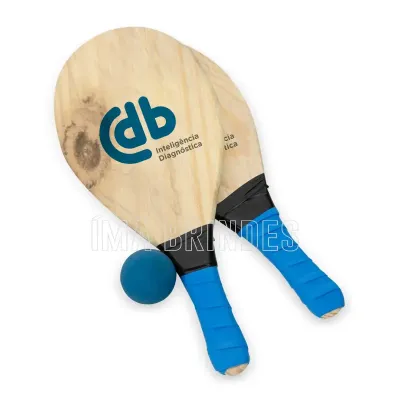 Kit frescobol com embalagem de malha plástica