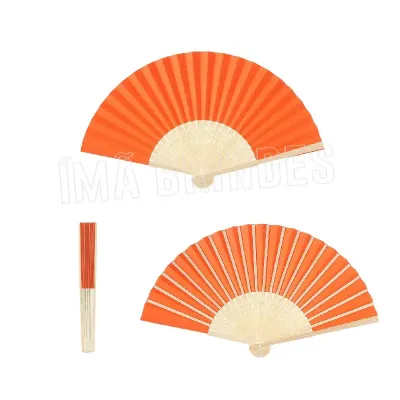 Leque ecológico feito em bambu laranja