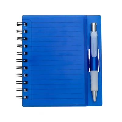 Caderno Plástico com Caneta Azul