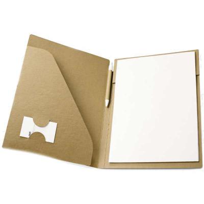 Pasta A4 em cartão (450 g/m²)  com um bloco de 20 folhas lisas de papel reciclado - aberta
