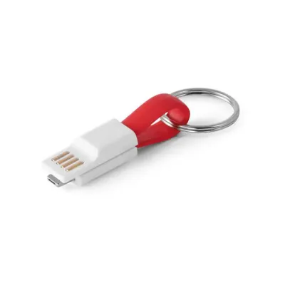 Cabo USB com conector 2 em 1 - vermelho