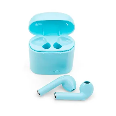 Fone de Ouvido Azul Bluetooth com Case Carregador