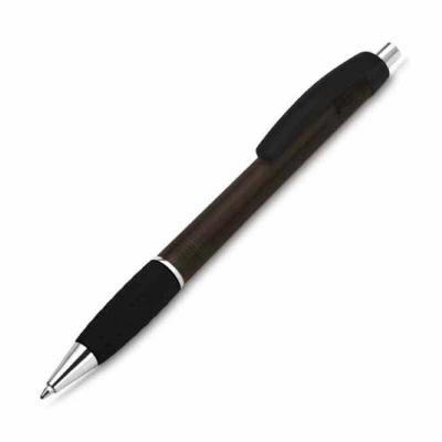 Caneta plástica esferográfica retrátil escrita em azul - preta