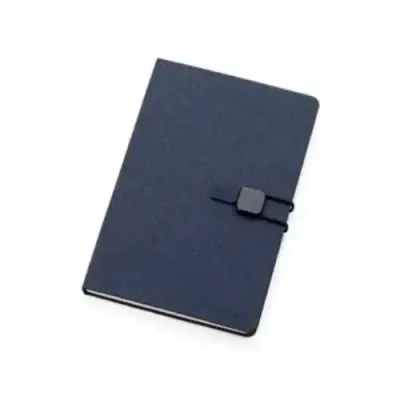 Caderno de anotações azul com elástico