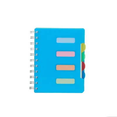 Caderno azul com divisórias