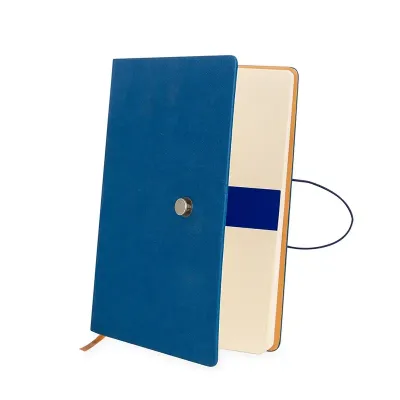 Caderneta azul com fecho