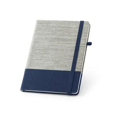 Caderno capa dura com detalhe azul