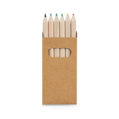 Caixa de cartão com 6 mini lápis de cor