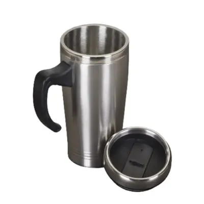 Caneca inox de 450ml, pegador de plástico e parte interna em inox