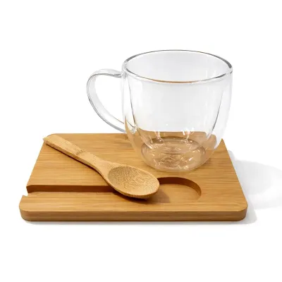 Xícara vidro com Pires e Colher