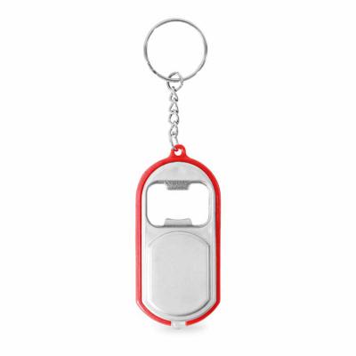 Chaveiro vermelho com led e abridor de garrafas, resistente e personalizado