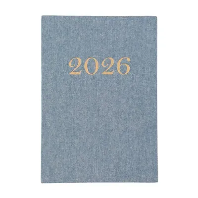 Agenda diária 2026 com capa dura com revestimento em linho.