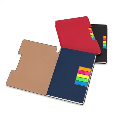 Caderno produzido em sintético com autoadesivos - cores