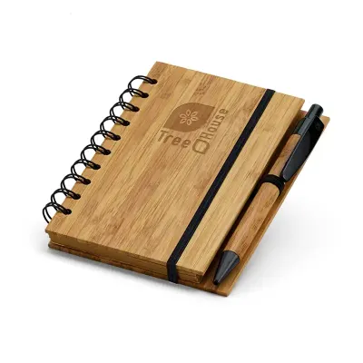 Caderno A6 em bambu personalizado