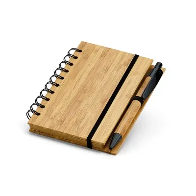 Caderno A6 em bambu com 70 folhas pautadas