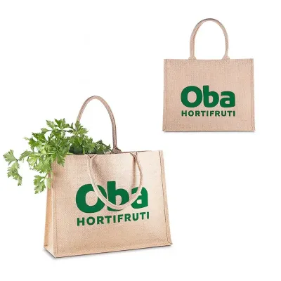 Sacola de Juta 360g/m². Alças resistentes de Algodão Cru