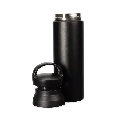 Garrafa térmica com Garrafa capacidade de até 500ml, parede dupla e isolamento a vácuo.