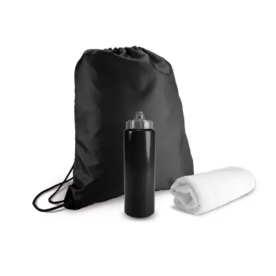 Kit Academia Preto - Squeeze / Sacola / Toalha
