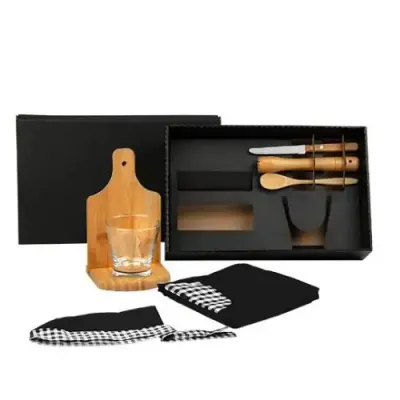 Kit Caipirinha Em Bambu Com Avental E Bandana - em caixa