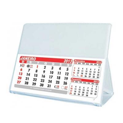Calendario de Mesa Grande - PVC, colorido com cristal transparente, sem personalização.