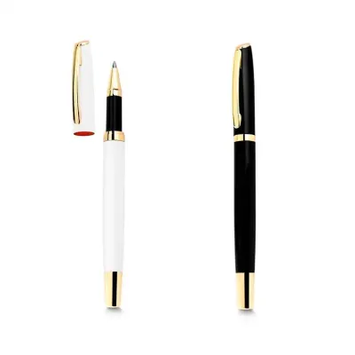 CANETA METAL ROLLER - Branca e Preta