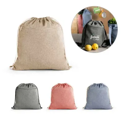 Sacola tipo mochila em algodão - opções de cores
