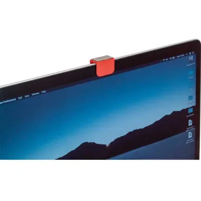 Protetor de webcam vermelho com limpador de tela
