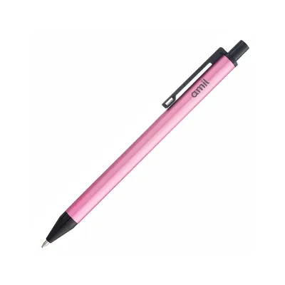 Caneta Crown Metalic Esferográfica Rosa - 1