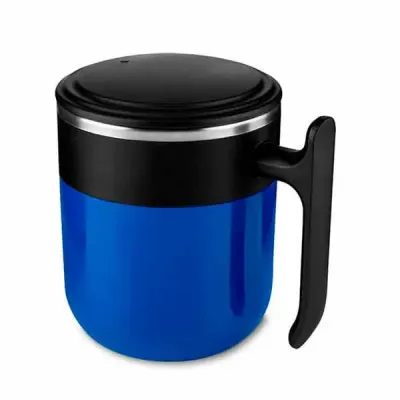 Caneca térmica em plástico e Inox azul.