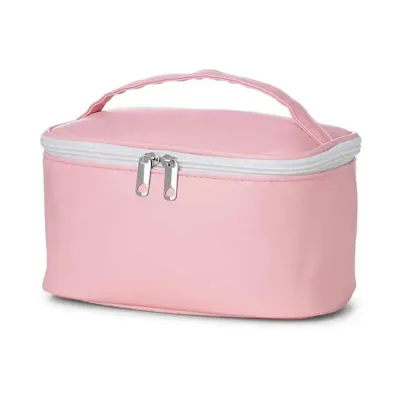 Necessaire impermeável em PU rosa.