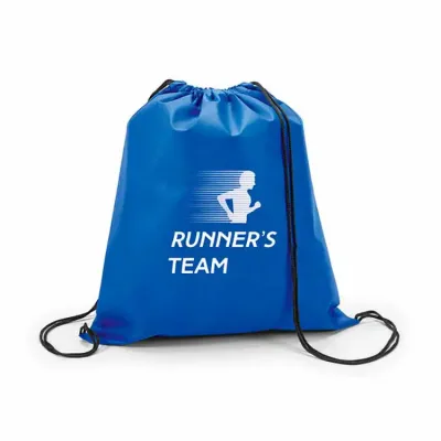 Sacola tipo mochila TNT Azul Personalizada.