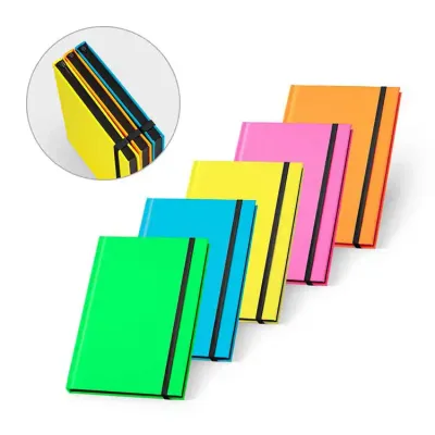 Caderno A5 com capa dura em PU fluorescente