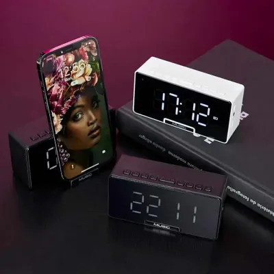 Caixa de som multimídia com relógio despertador 2
