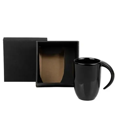 Caneca Em Cerâmica Preta - 350Ml