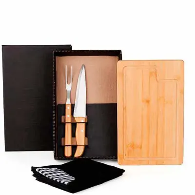 Kit Para Churrasco  Com Avental  4 Pçs