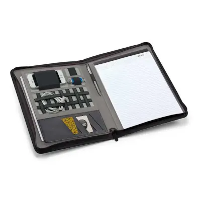 Pasta A4 em linho sintético e sintético com placa metálica