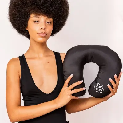 Almofada De Pescoço Preta Personalizada 1 Cor