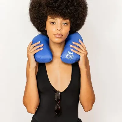 Almofada De Pescoço Azul Personalizada