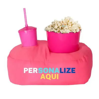 Almofada de Pipoca Rosa com sua marca 4 cores