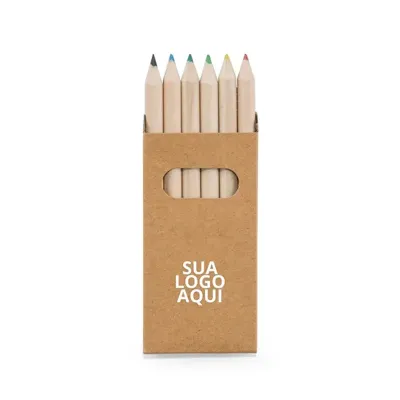 Caixa de cartão com 6 mini lápis de cor - 1