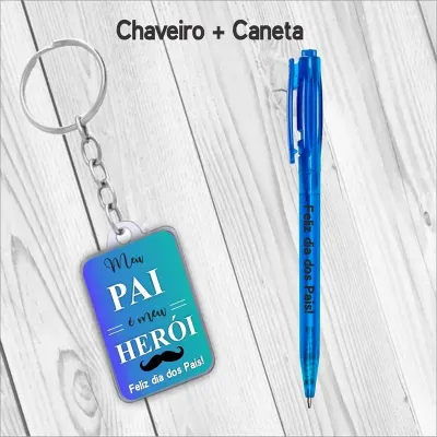Kit Chaveiro e caneta azul