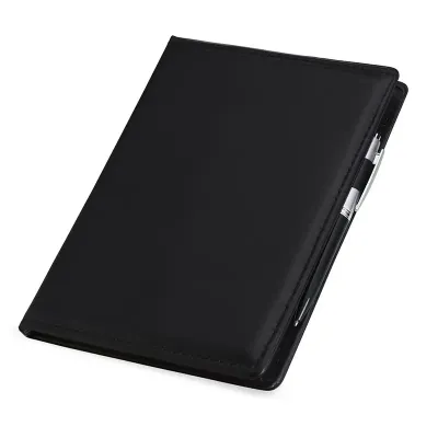 Kit para anotações em couro sintético com autoadesivos e caneta 