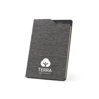 Caderno A5 de capa dura em tecido poliéster personalizado